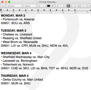 FA Cup Fixtures